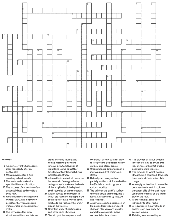 Earthquake Crossword