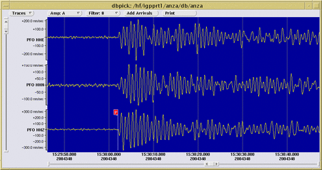3 component seismometer recordings atPiñon Flats Observatory