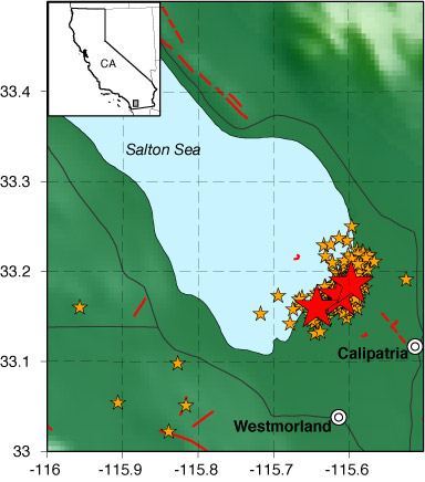 Zoomed event map and aftershocks