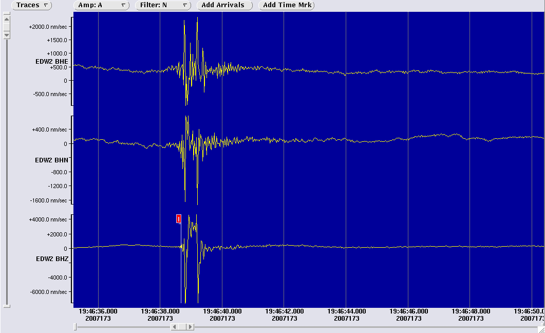 three component waveform image for station EDW2