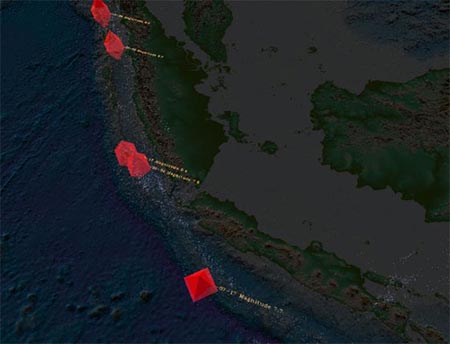 Indonesia Multiple Quake Model Screendump