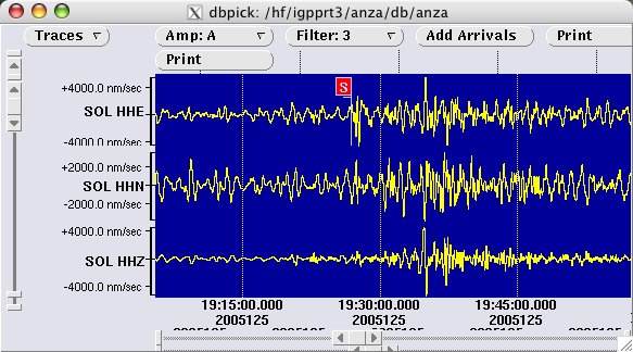 3 component seismometer recordings at Soledad